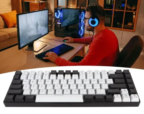 Teclado Mecánico Compacto Blanco y Negro, Retroiluminado - Imagen 2