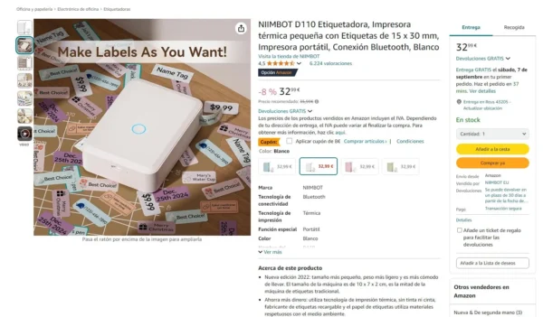 🖨️ Impresora Térmica Portátil NIIMBOT D110 | Crea Etiquetas Personalizadas | - Imagen 6